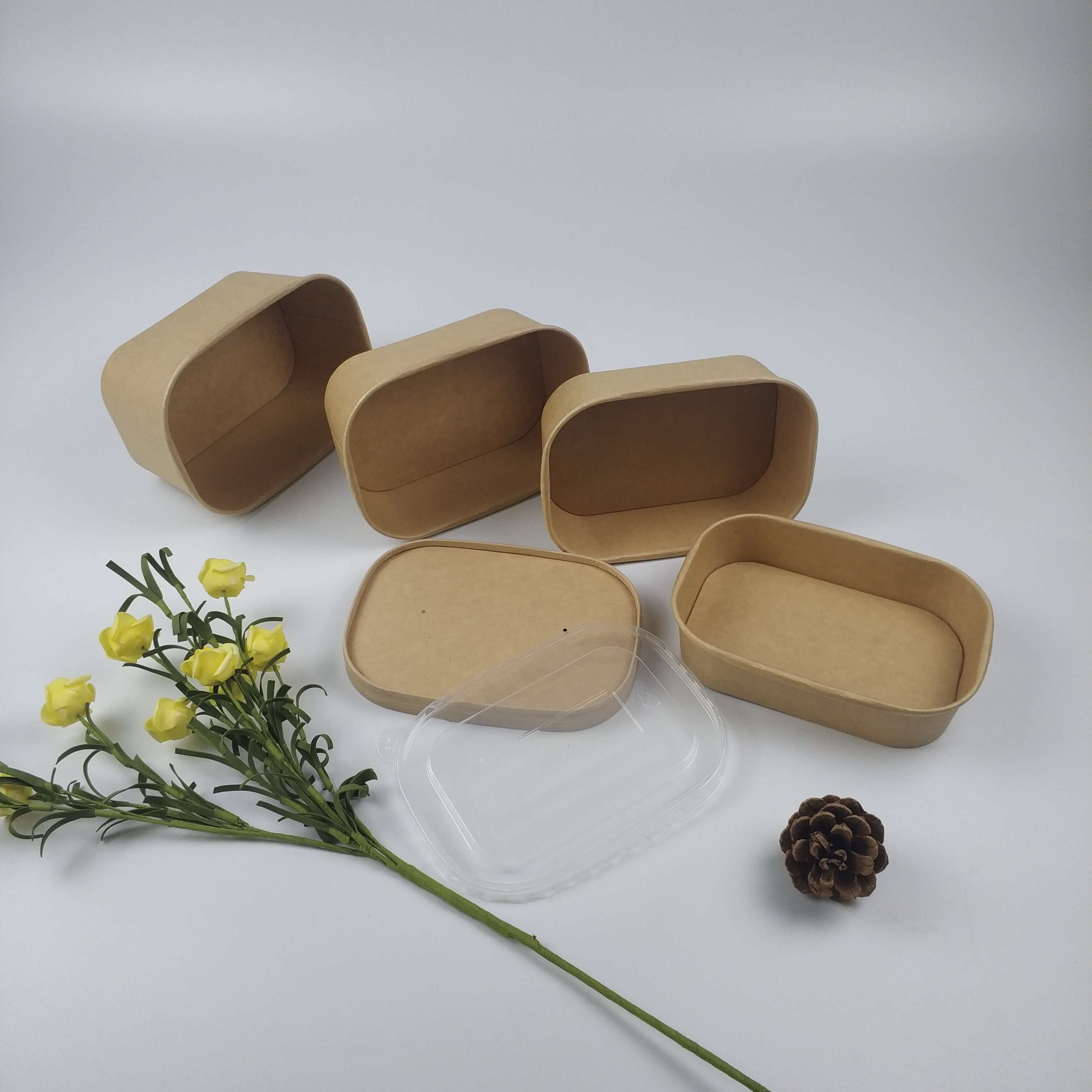長方形の紙ボウル サラダボウル 紙製食品容器